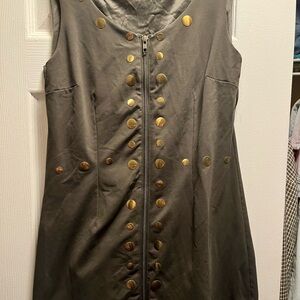 Cynthia Rowley Olive Green Dress with Gold Details